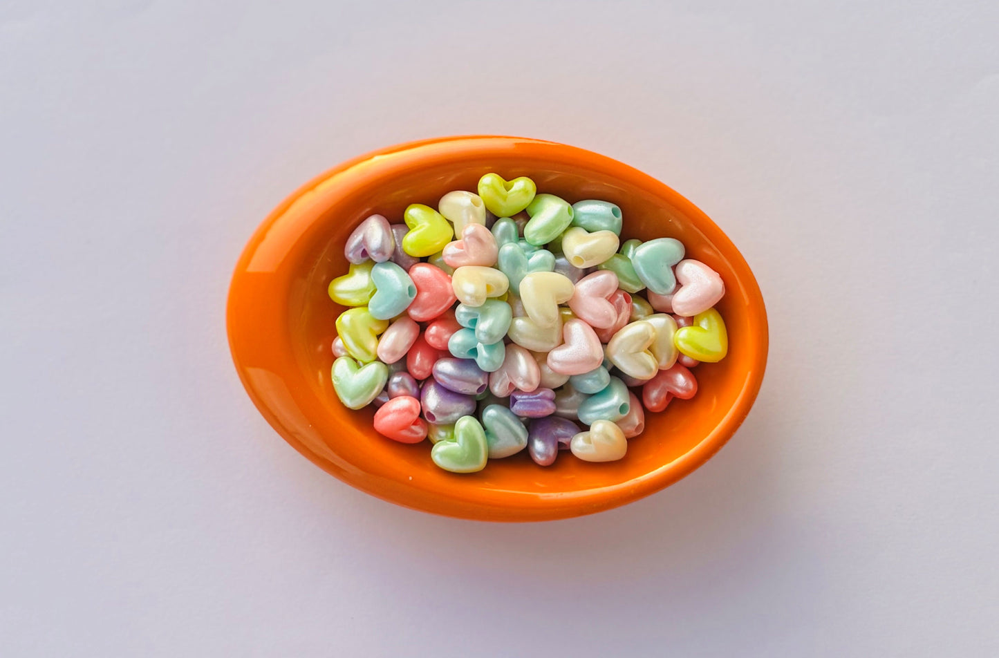 Shimmering Acrylic Pastel Mix Heart Beads