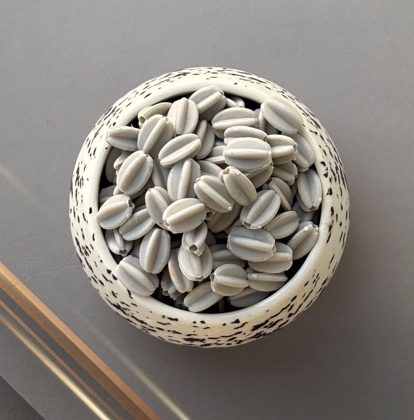 Matte Grey Oval Seed Pod Beads