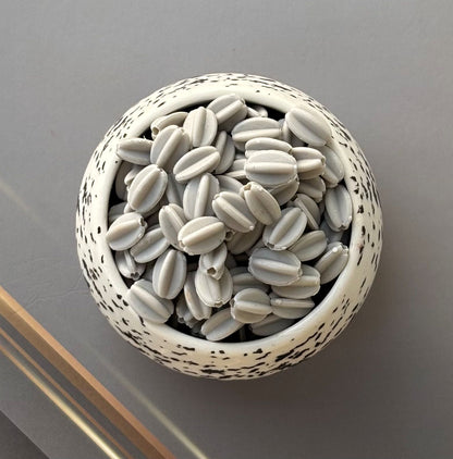 Matte Grey Oval Seed Pod Beads