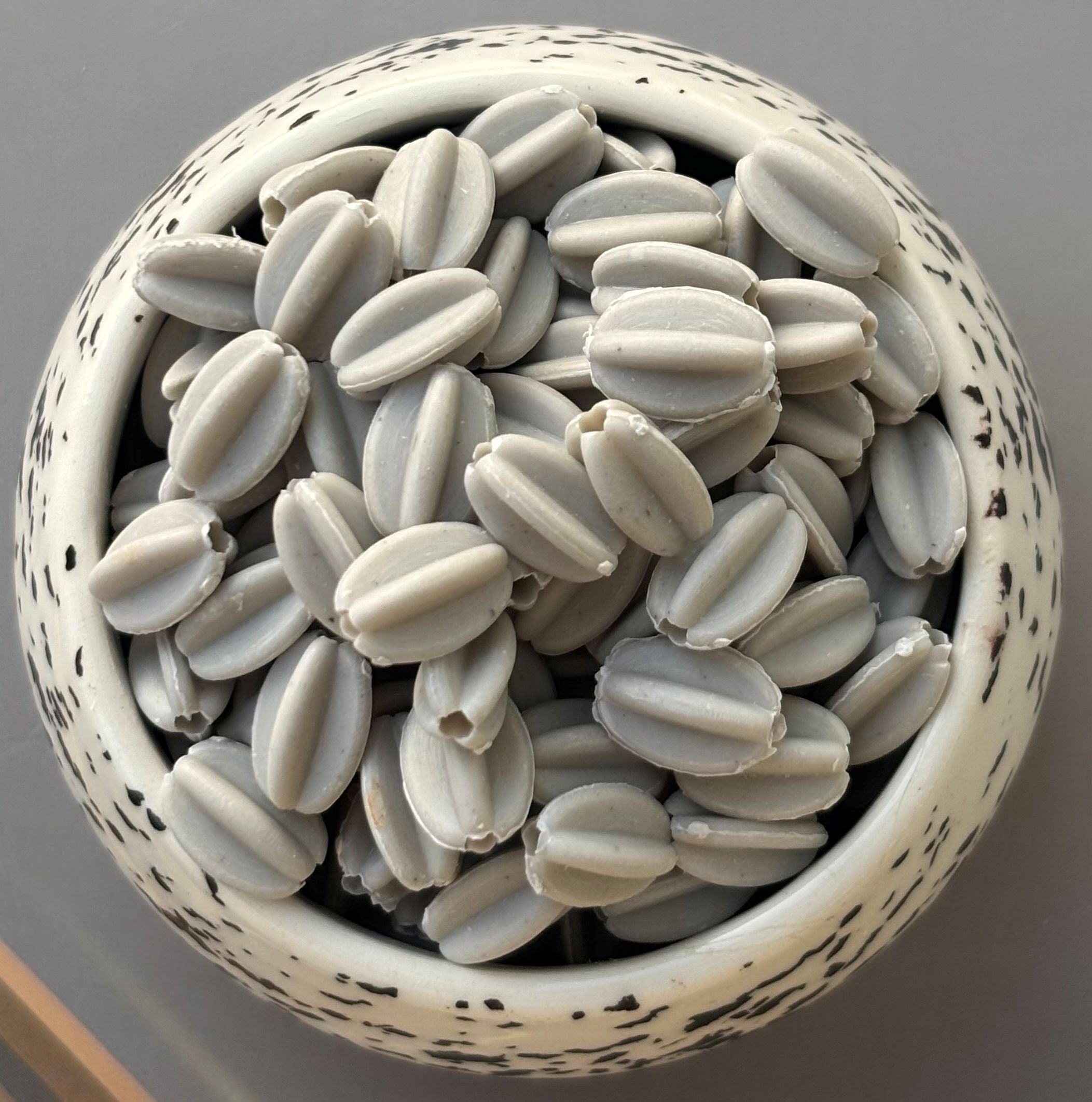 Matte Grey Oval Seed Pod Beads