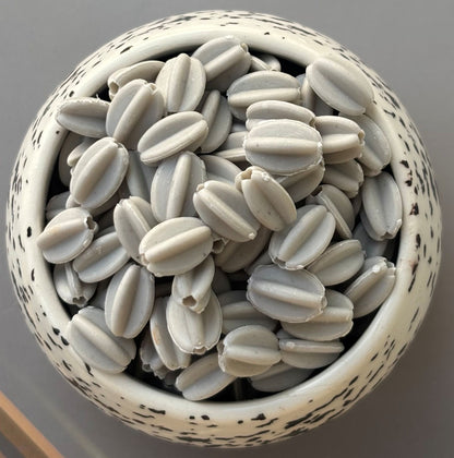 Matte Grey Oval Seed Pod Beads