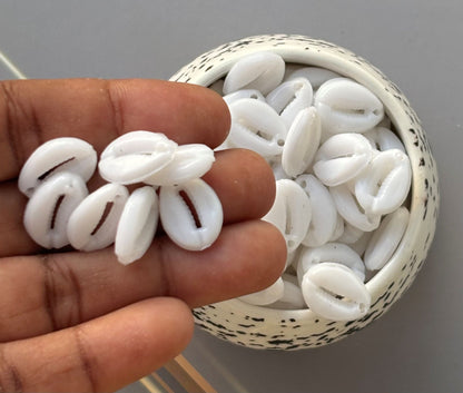 White Acrylic Cowrie Shell Shaped Beads