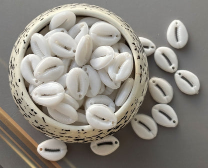 White Acrylic Cowrie Shell Shaped Beads