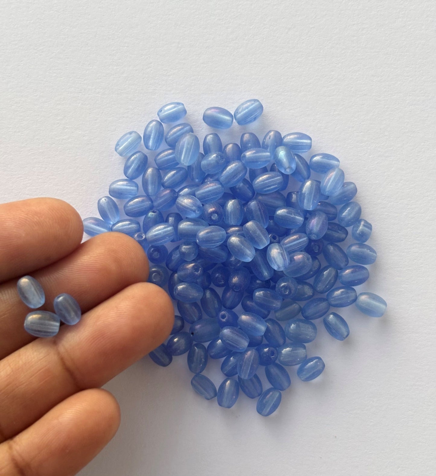 Light Blue Oval Acrylic Beads for Jewelry Making