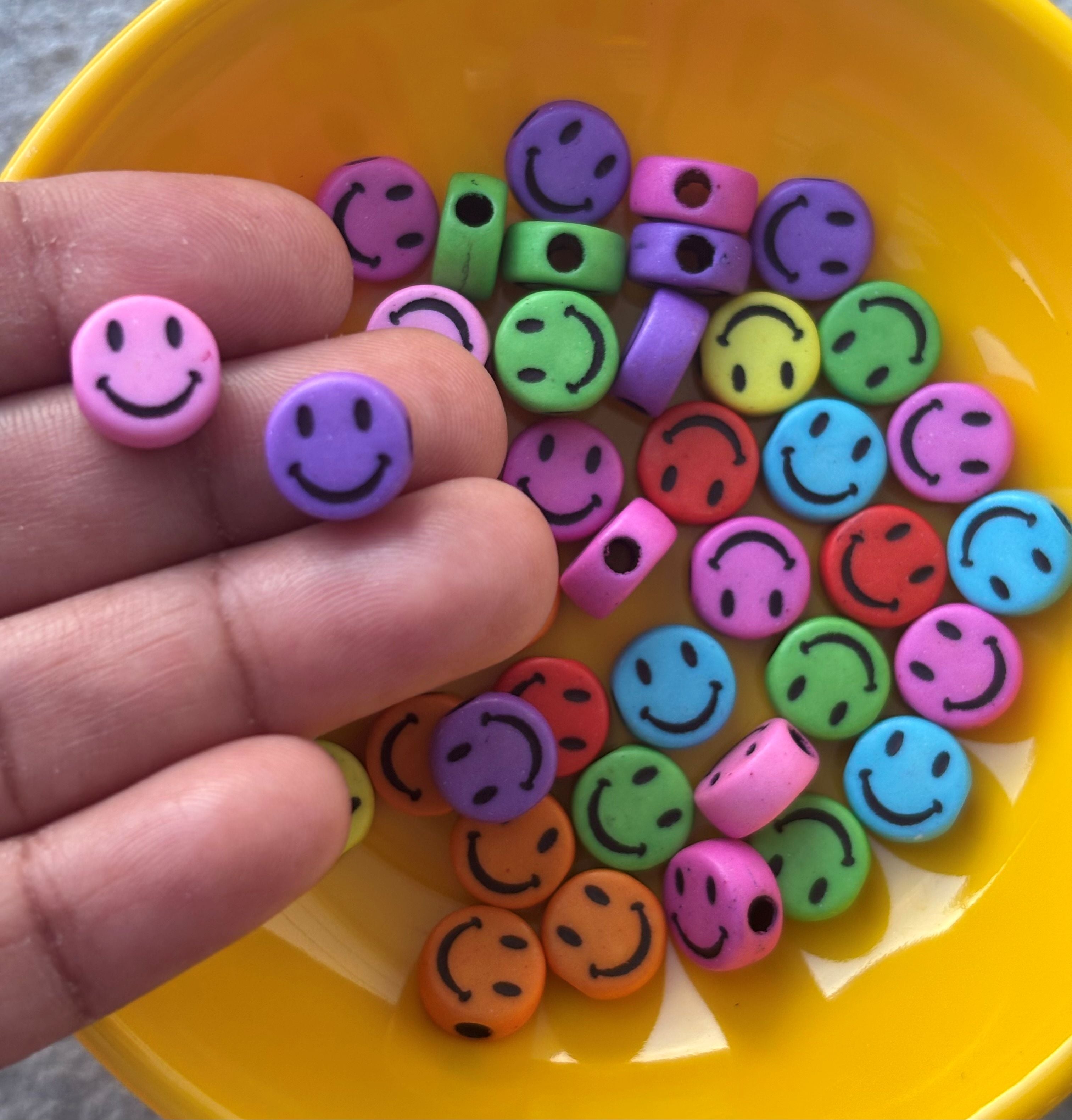 Colorful Smiley Face Acrylic Beads