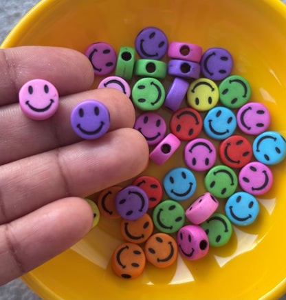 Colorful Smiley Face Acrylic Beads