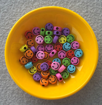 Colorful Smiley Face Acrylic Beads