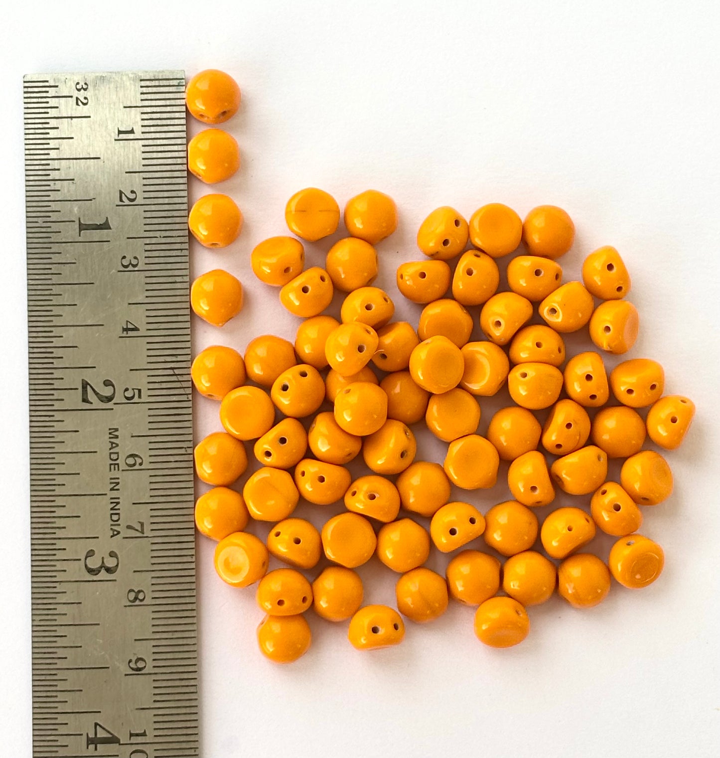 Smooth Flatback Orange Half-Round Cabochon Beads