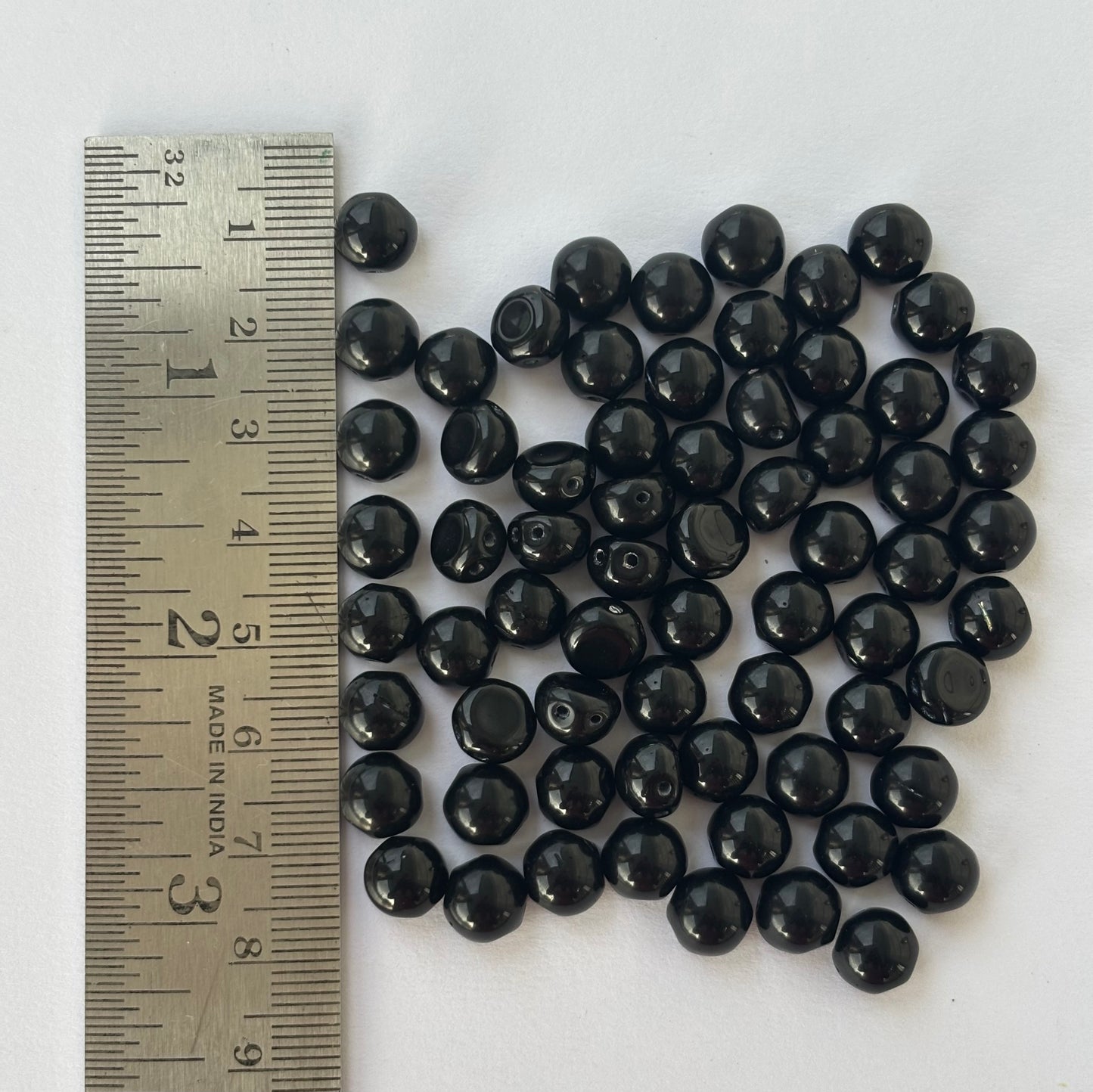 Smooth Flatback Black Half-Round Cabochon Beads
