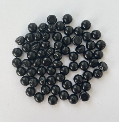 Smooth Flatback Black Half-Round Cabochon Beads