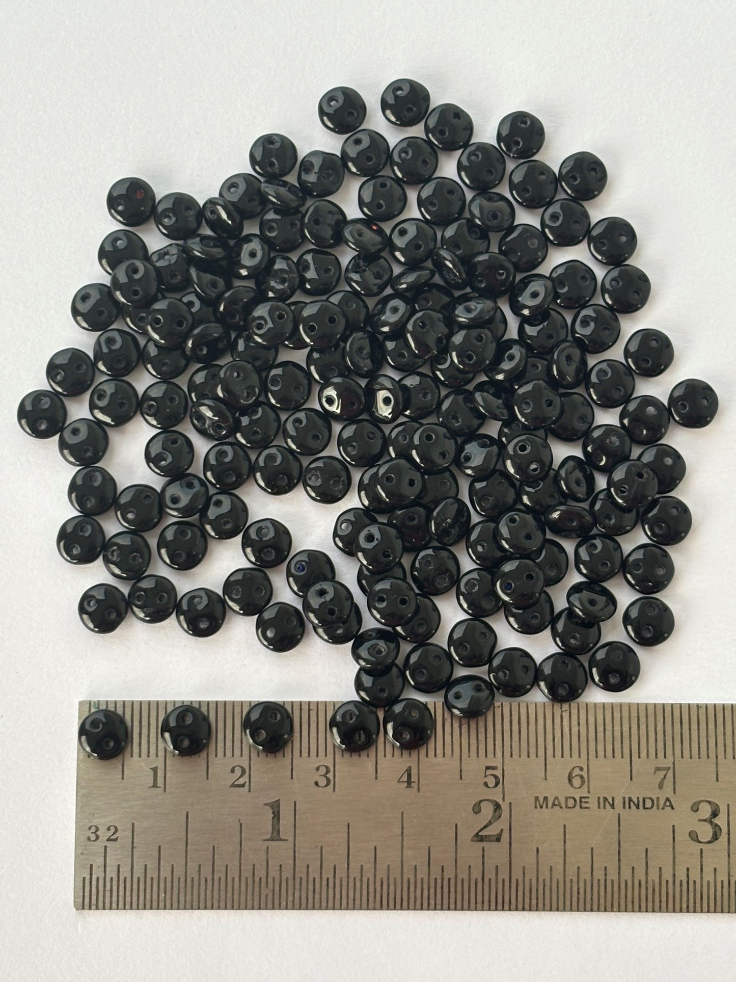 Smooth Opaque Glass Black Lentil Beads