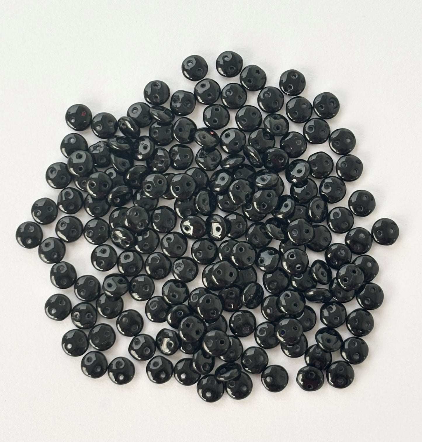 Smooth Opaque Glass Black Lentil Beads