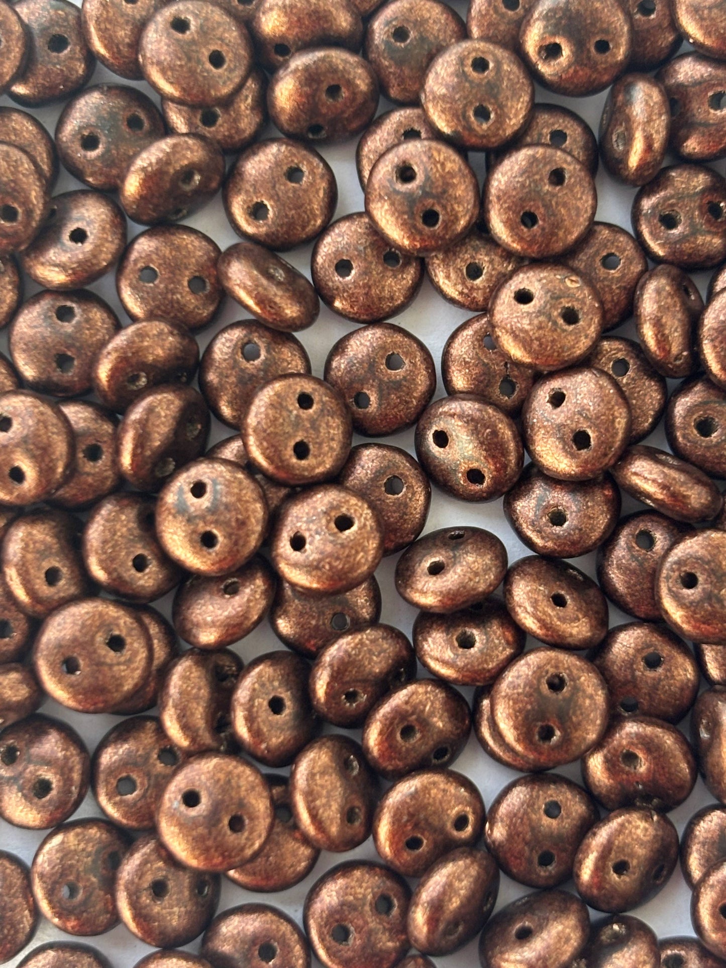 Smooth Opaque Glass Copper Shade Lentil Beads