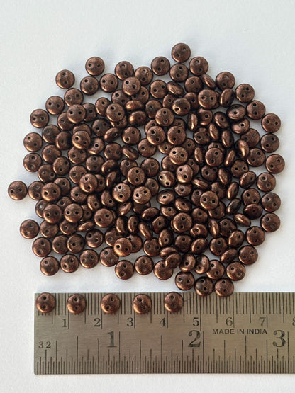 Smooth Opaque Glass Copper Shade Lentil Beads