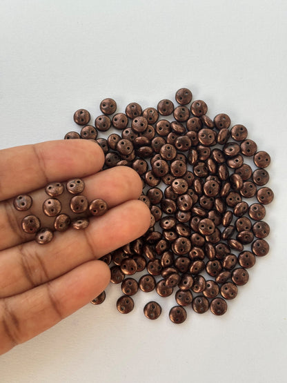 Smooth Opaque Glass Copper Shade Lentil Beads