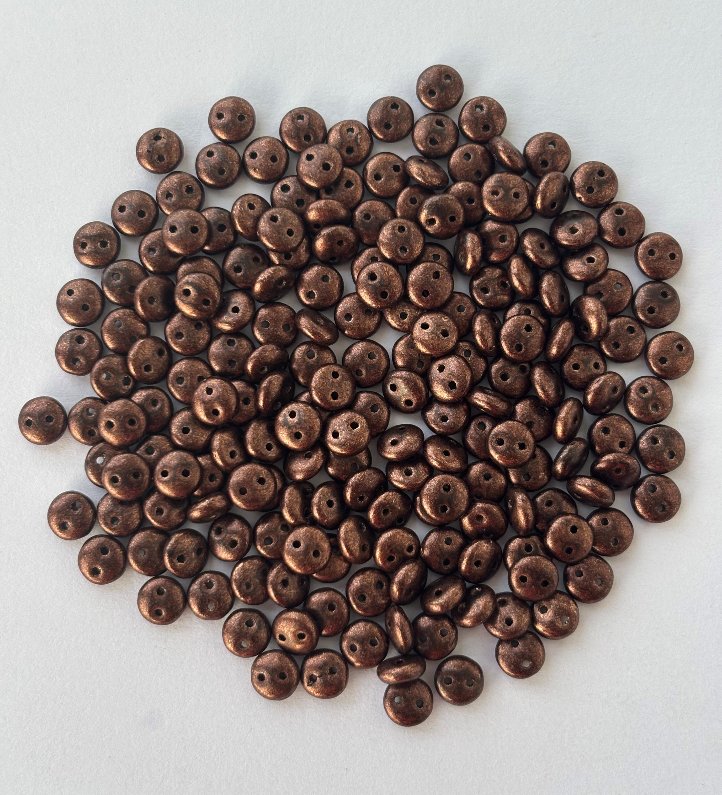 Smooth Opaque Glass Copper Shade Lentil Beads