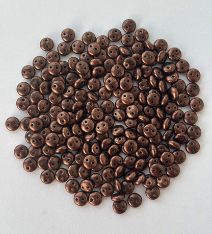 Smooth Opaque Glass Copper Shade Lentil Beads