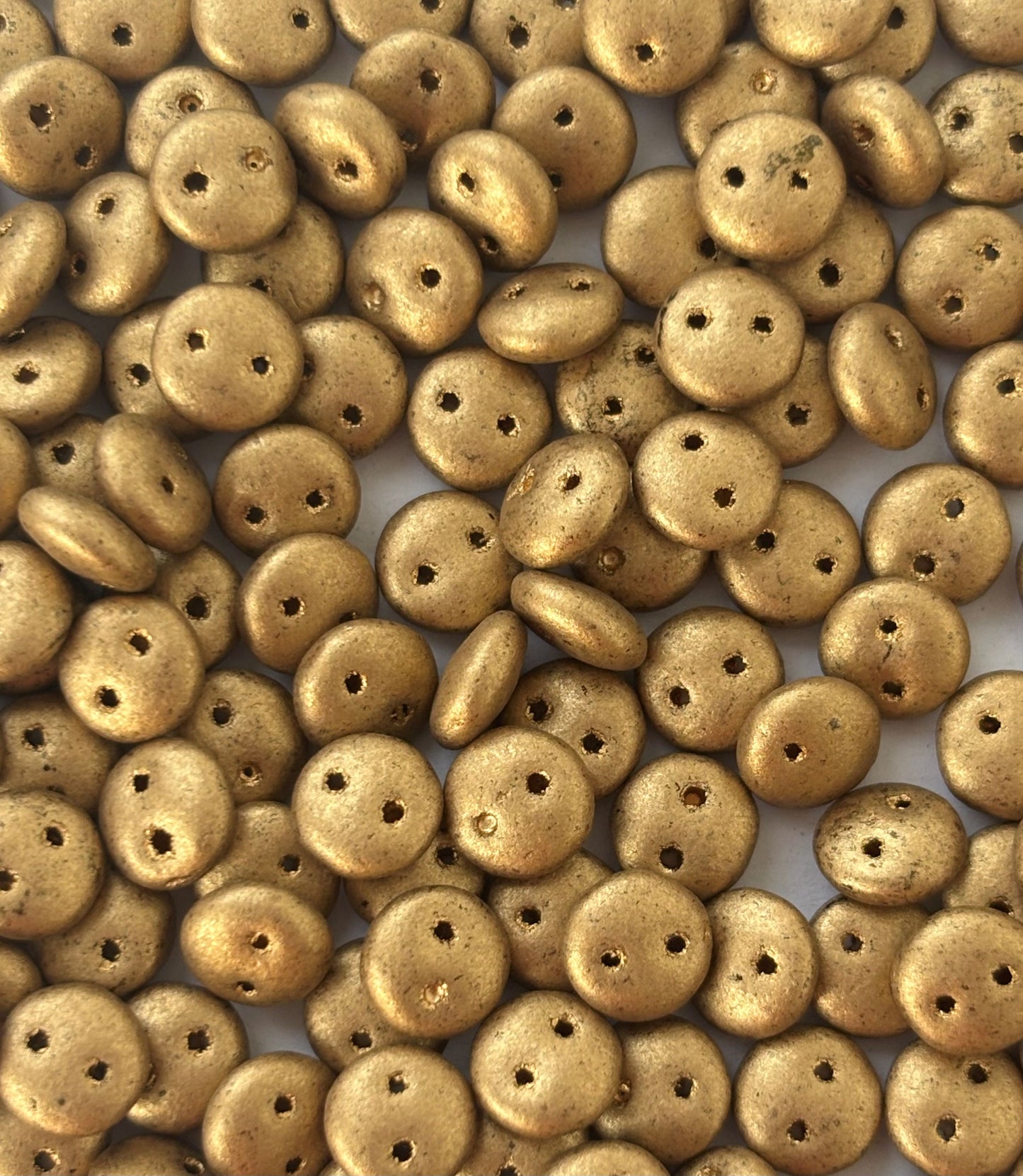 Smooth Opaque Glass Dull Gold Lentil Beads