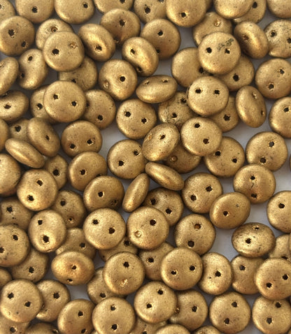 Smooth Opaque Glass Dull Gold Lentil Beads