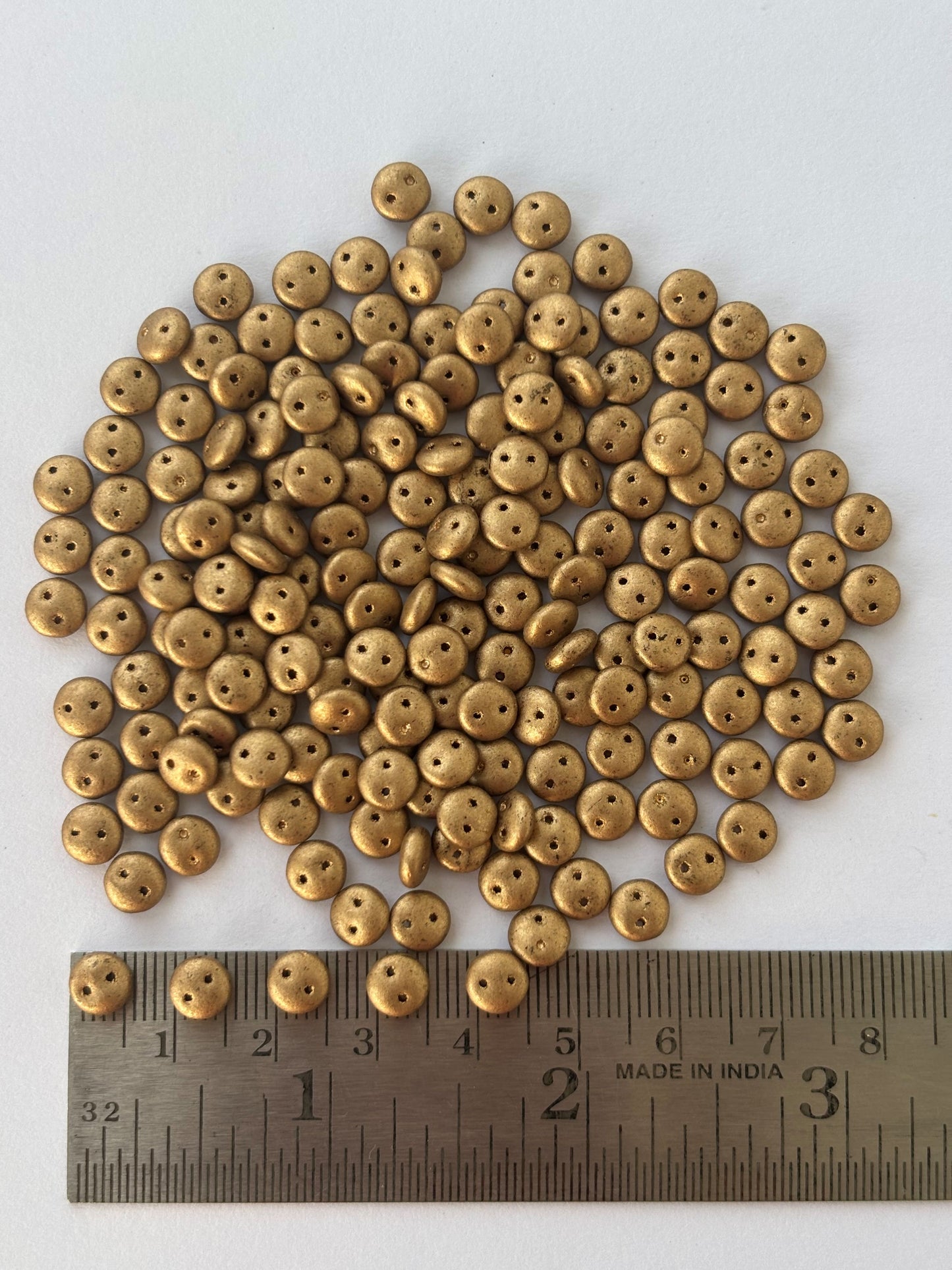 Smooth Opaque Glass Dull Gold Lentil Beads