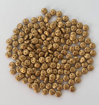 Smooth Opaque Glass Dull Gold Lentil Beads