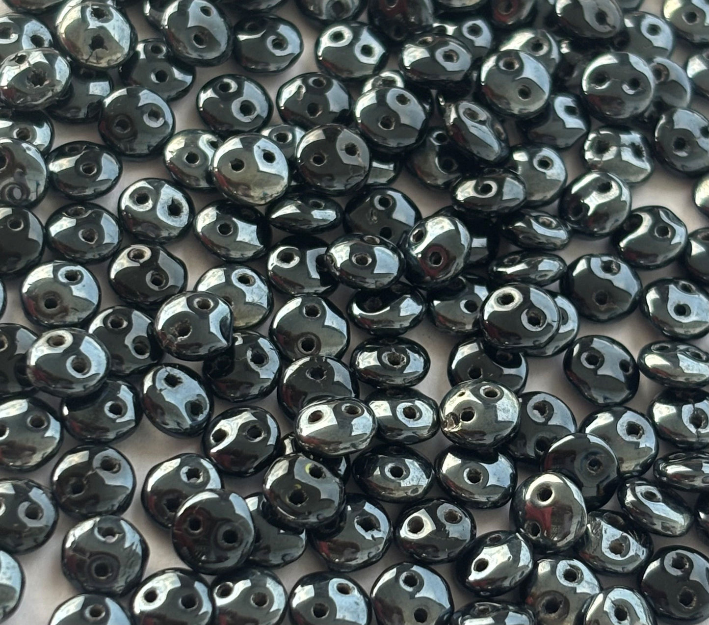 Smooth Opaque Glass Gunmetal Shade Lentil Beads
