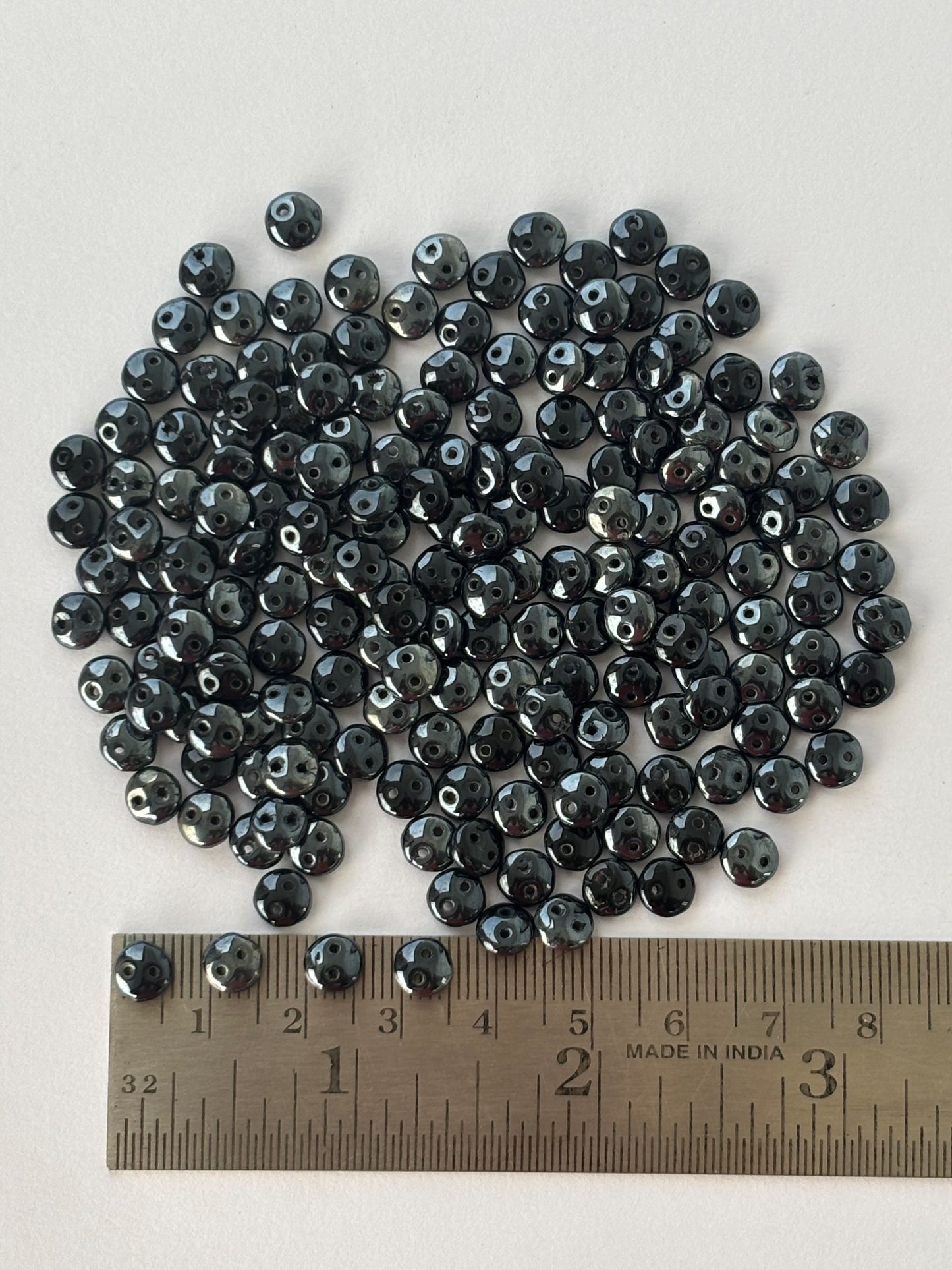 Smooth Opaque Glass Gunmetal Shade Lentil Beads