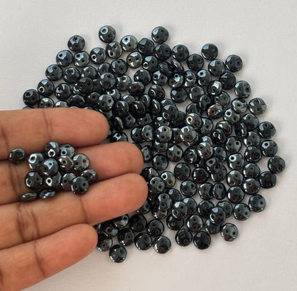 Smooth Opaque Glass Gunmetal Shade Lentil Beads