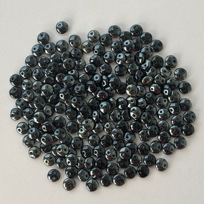 Smooth Opaque Glass Gunmetal Shade Lentil Beads