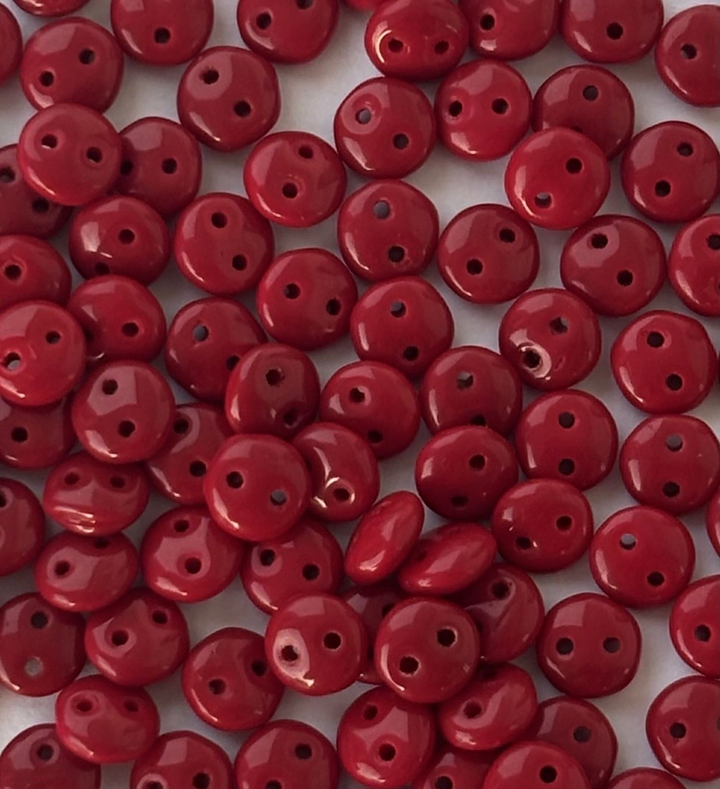 Smooth Opaque Glass Maroon Lentil Beads