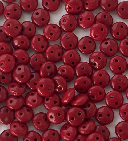 Smooth Opaque Glass Maroon Lentil Beads