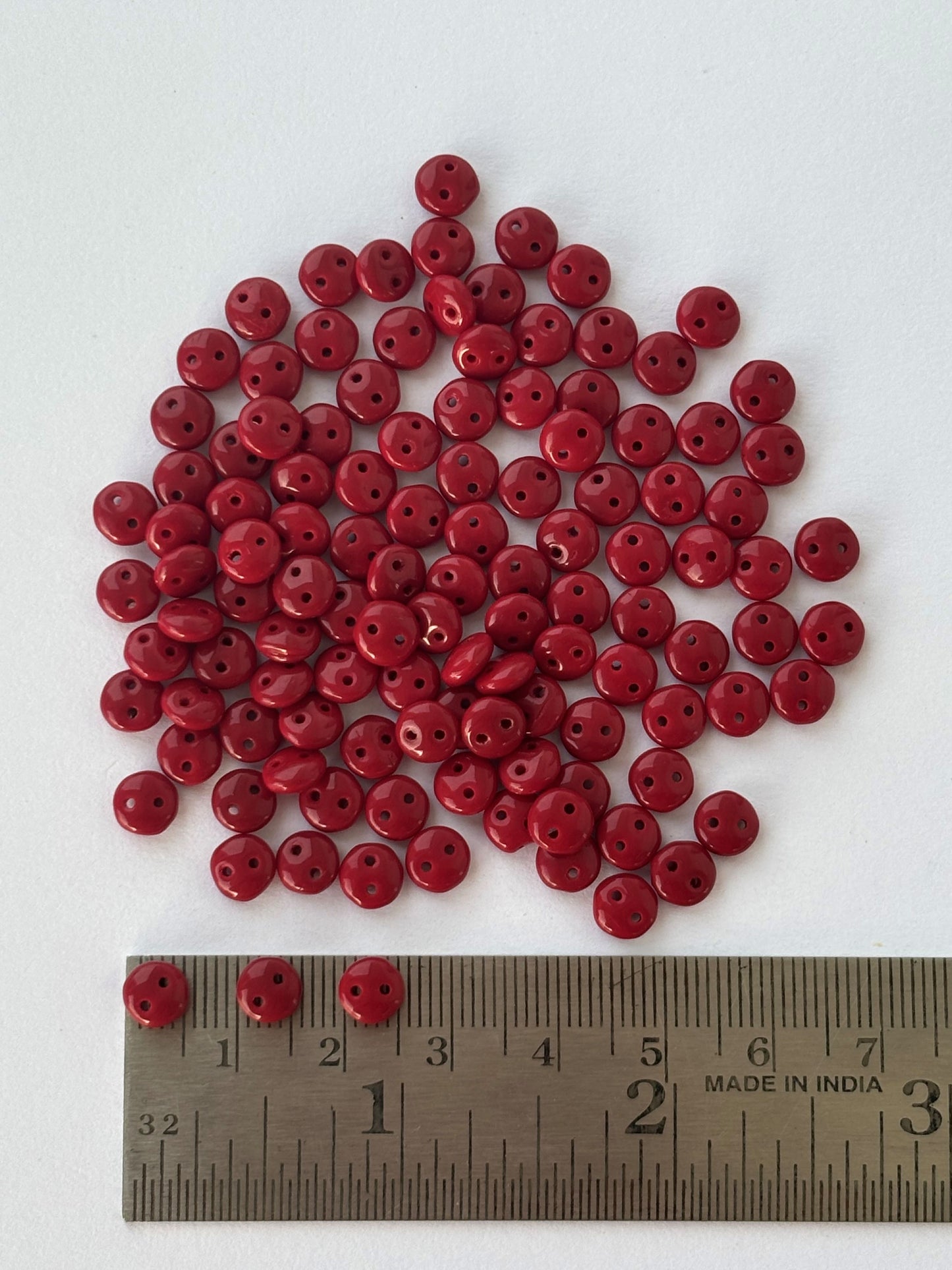 Smooth Opaque Glass Maroon Lentil Beads