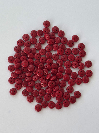 Smooth Opaque Glass Maroon Lentil Beads