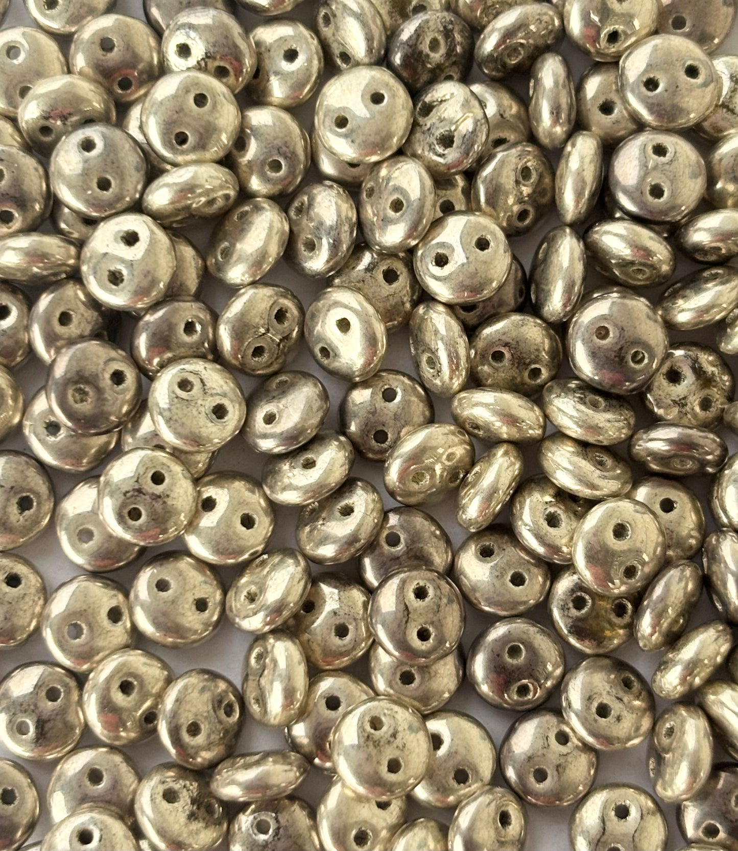 Smooth Opaque Glass Uni Silver Lentil Beads