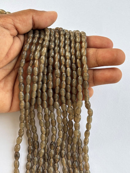 Smoky Brown Oval Glass Beads