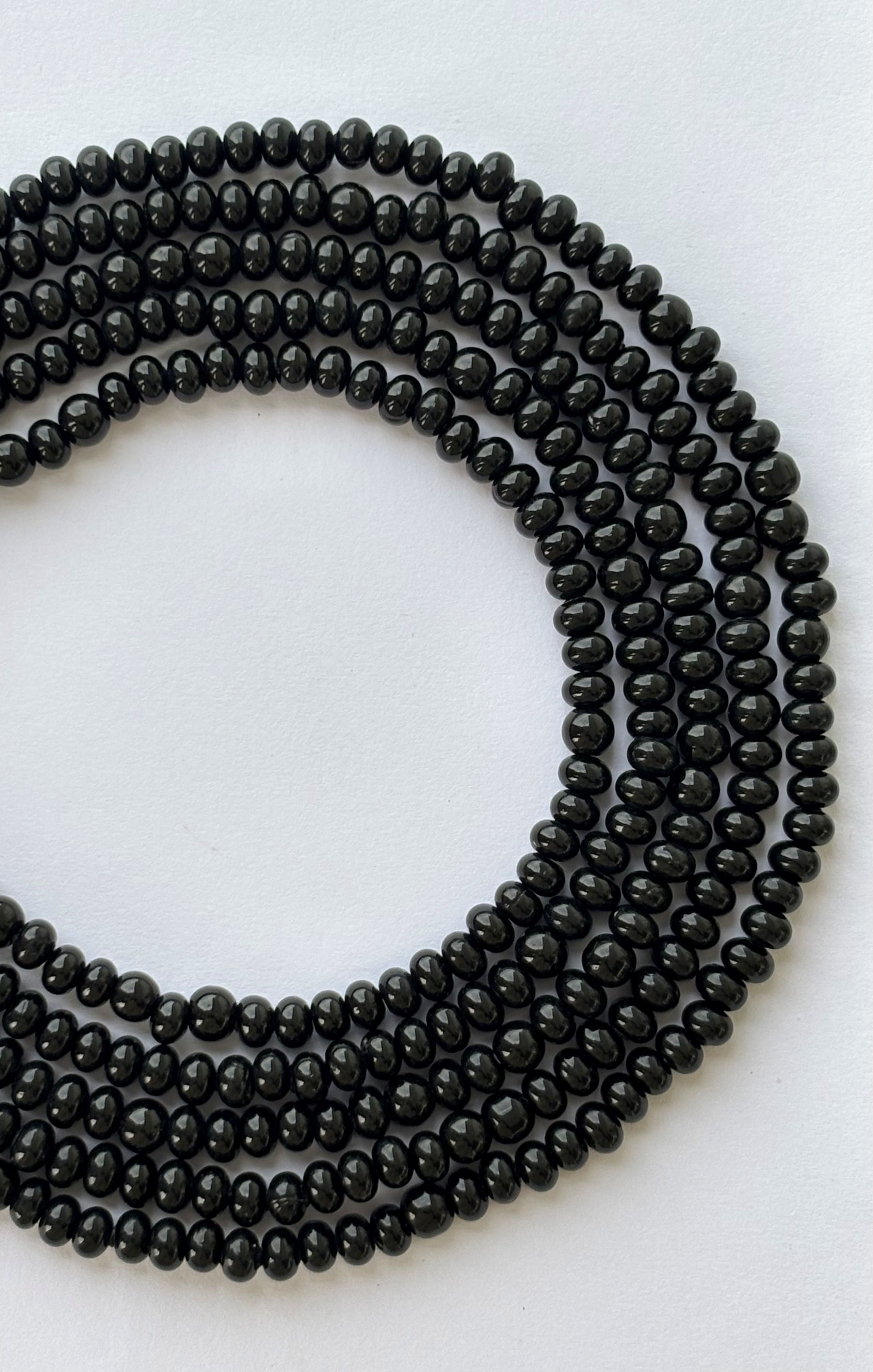 Black Tyre Shaped Glass Beads 6MM