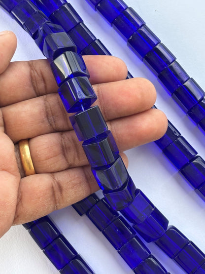 Cobalt Blue Cube Glass Beads