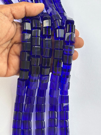 Cobalt Blue Cube Glass Beads