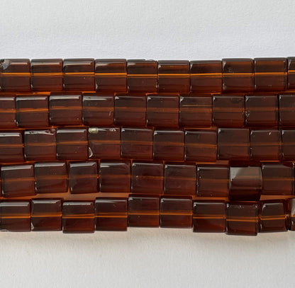 Amber Brown Cube Glass Beads