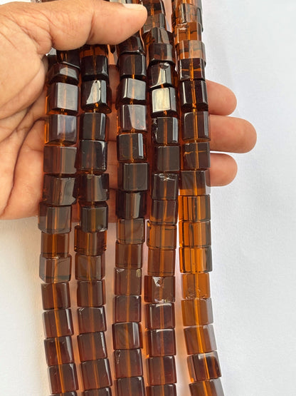 Amber Brown Cube Glass Beads