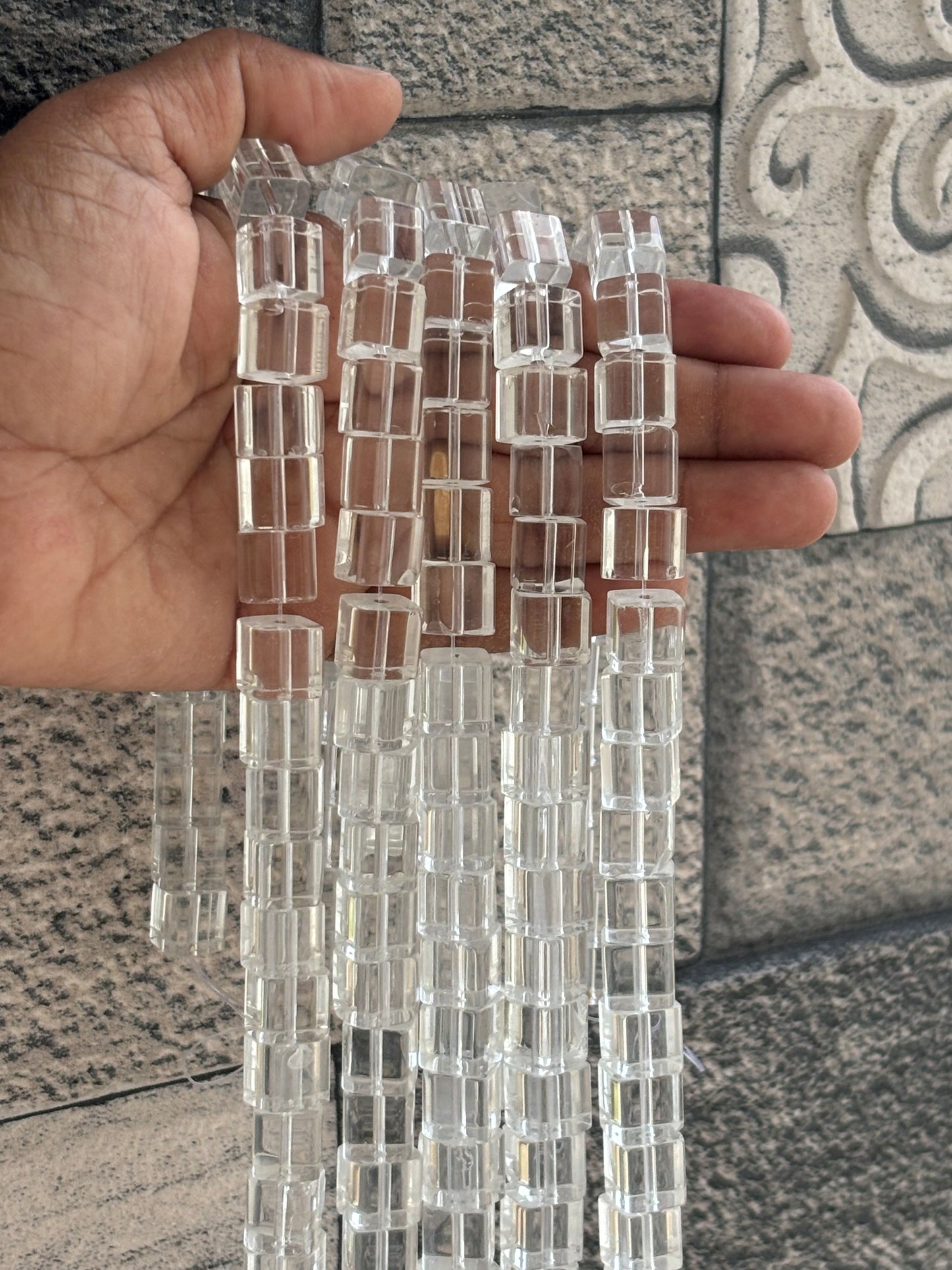 Clear Ice Cube Glass Beads