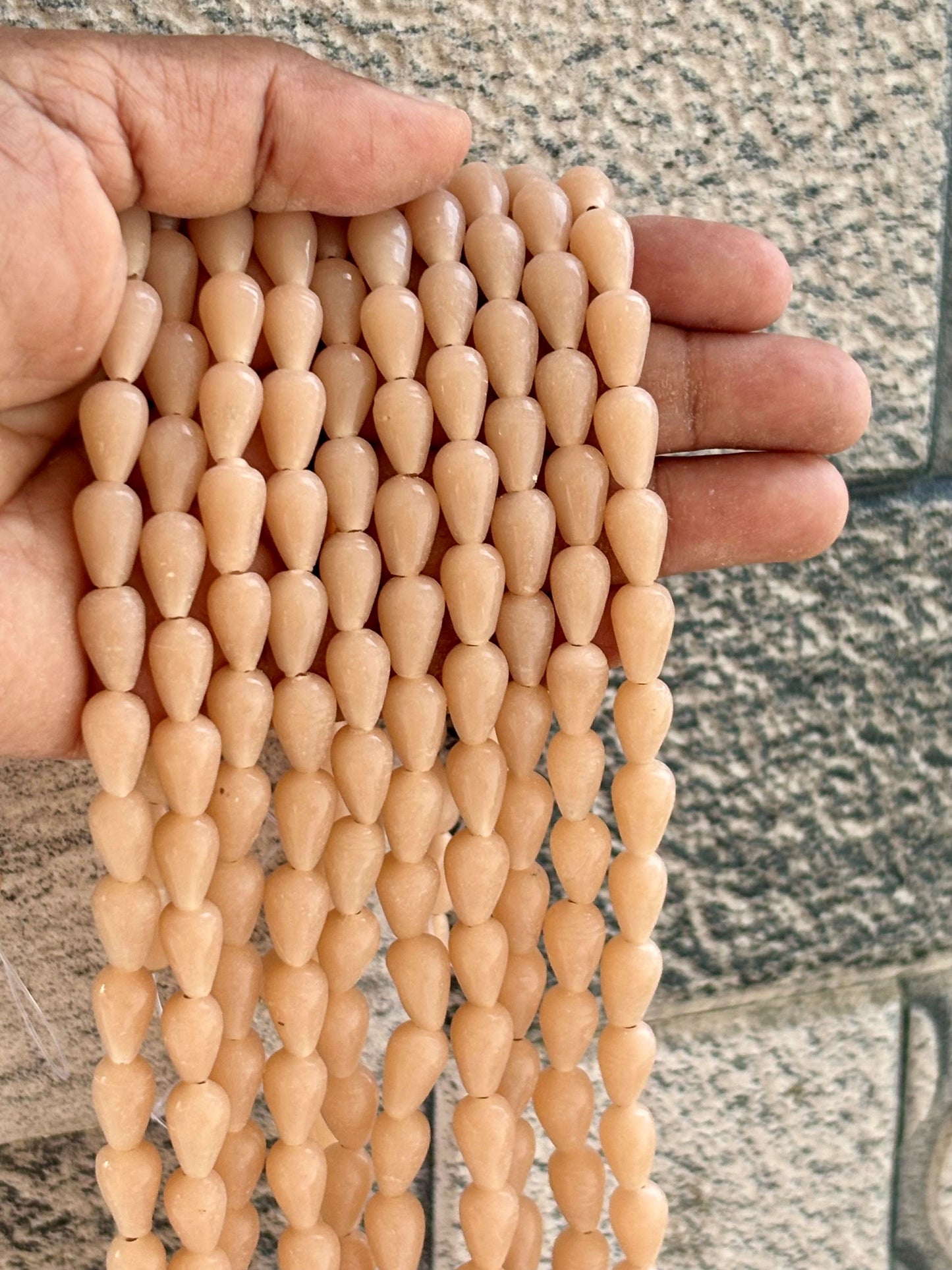 Peach Teardrop Glass Beads