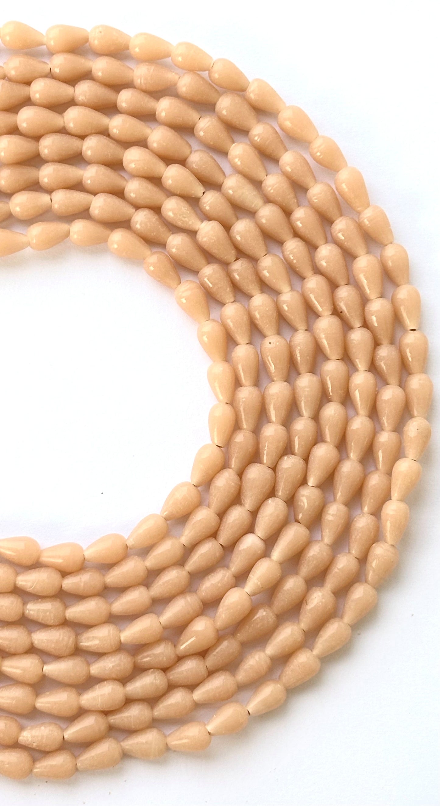 Peach Teardrop Glass Beads