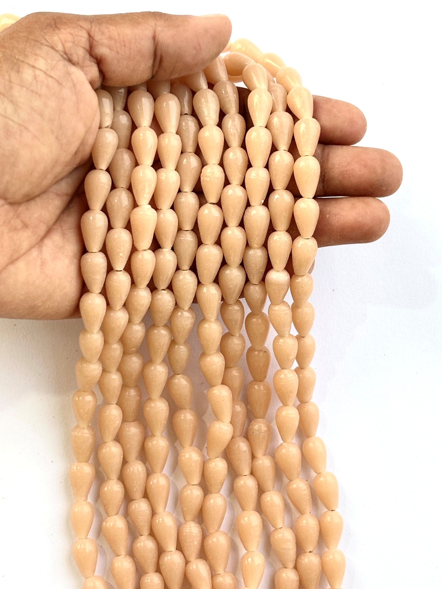 Peach Teardrop Glass Beads