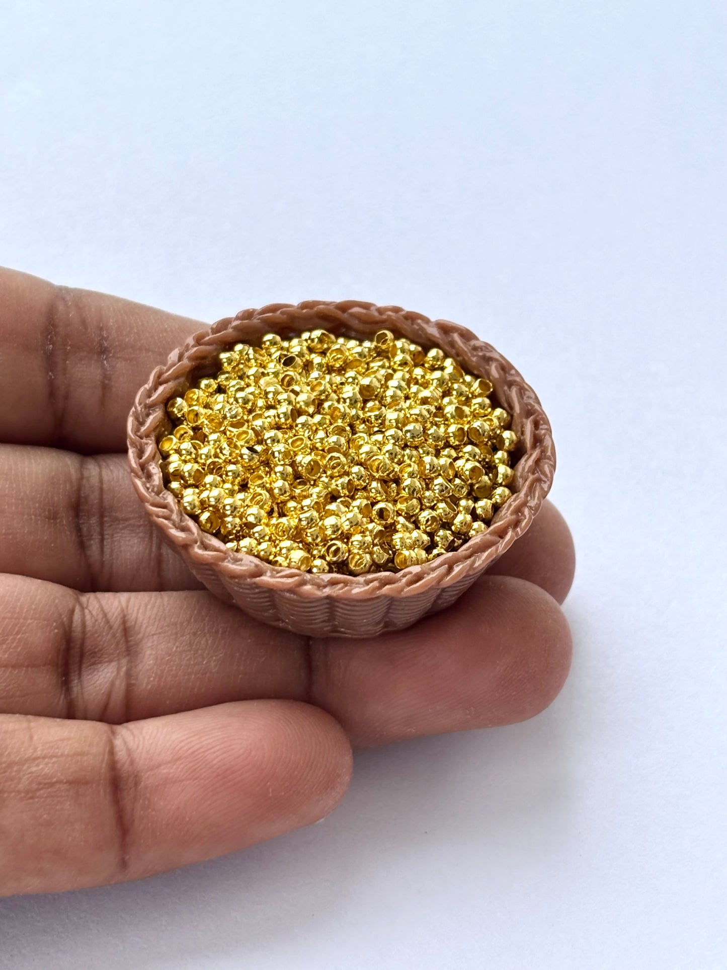High-Quality Light Gold Round Crimp Beads for Jewelry Making and Crafts