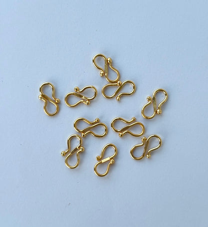 Gold S-Hook Clasps for Handmade Jewelry