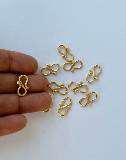 Gold S-Hook Clasps for Handmade Jewelry