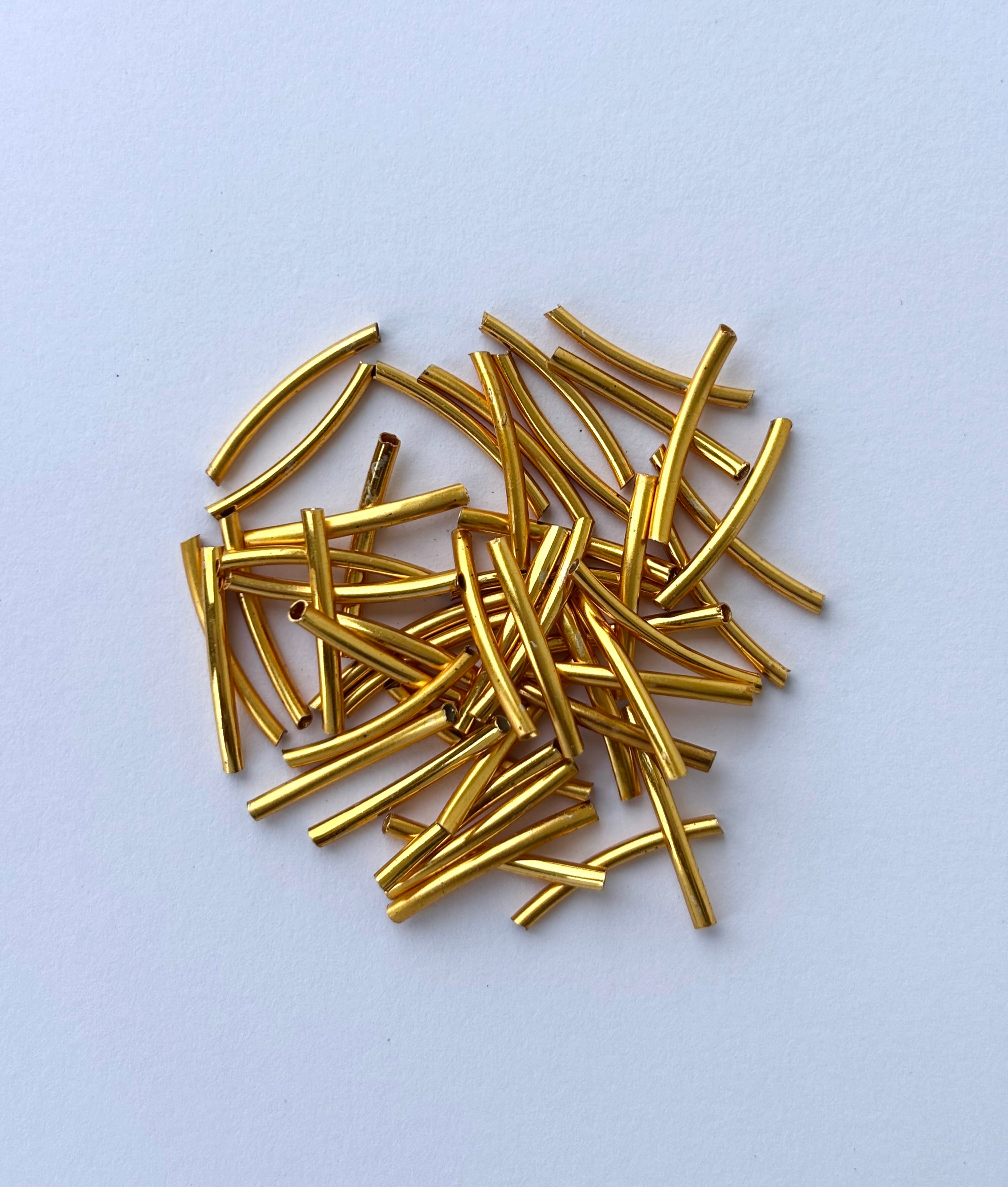 Gold Curved Metal Tube Beads