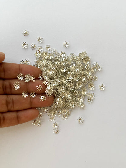 Silver Flower Bead Caps