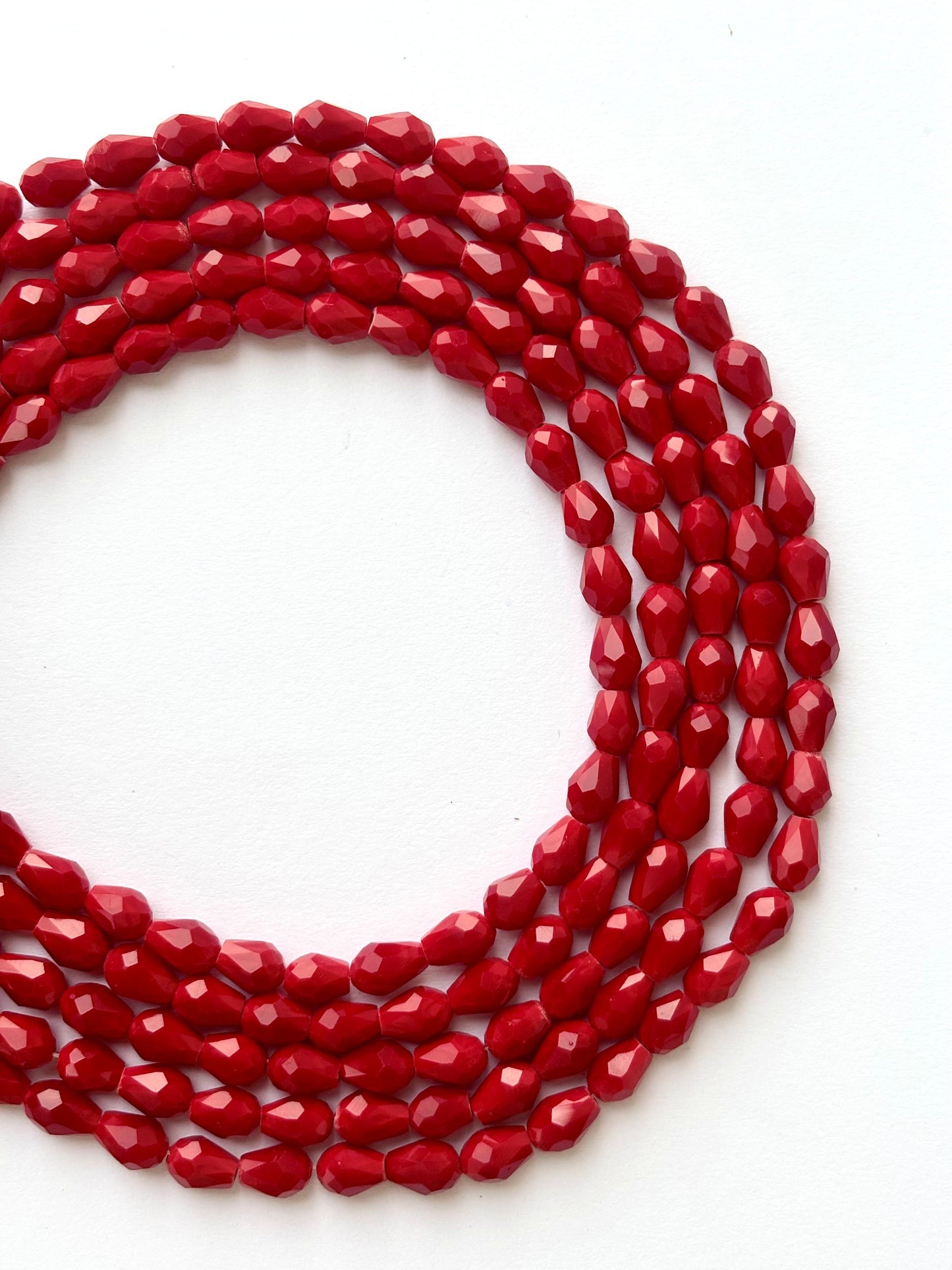 Vibrant Red Faceted Teardrop Crystals